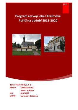 Program Rozvoje Obce Královské Poříčí Na Období 2015-2020
