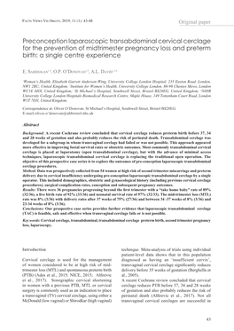 Preconception Laparoscopic Transabdominal Cervical Cerclage for the Prevention of Midtrimester Pregnancy Loss and Preterm Birth: a Single Centre Experience