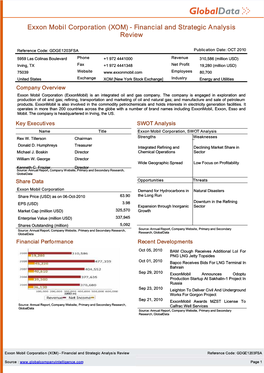 Exxon Mobil Corporation (XOM) - Financial and Strategic Analysis Review