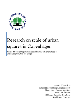 Research on Scale of Urban Squares in Copenhagen