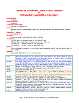 The New St Johns United Church of Christ Cemetery Or Billingsville Evangelical Church Cemetery