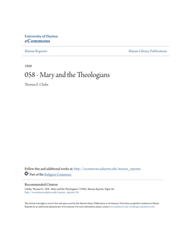 Mary and the Theologians Thomas E