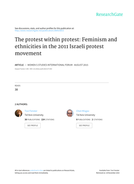 Feminism and Ethnicities in the 2011 Israeli Protest Movement