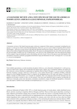 A TAXONOMIC REVIEW and a NEW Species of the South American Woody Genus AMBURANA (Leguminosae, Papilionoideae)