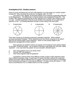 Investigation 6.6.2 - Gradian Measure