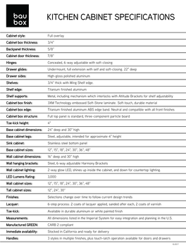 Kitchen Cabinet Specifications