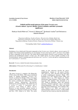 1 Iridoid and Flavonoid Patterns of The