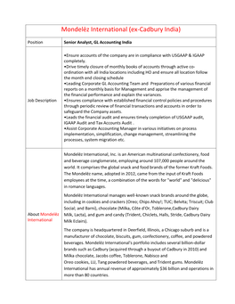 Mondelēz International (Ex-Cadbury India)