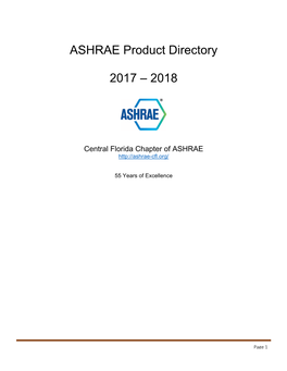 ASHRAE Product Directory 2017 – 2018