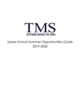 Upper School Summer Opportunities Guide 2019-2020