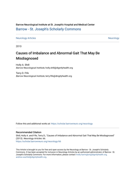 Causes of Imbalance and Abnormal Gait That May Be Misdiagnosed