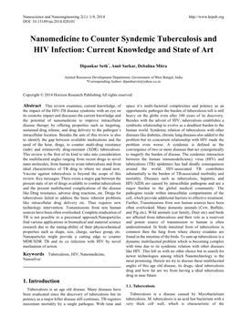 Nanomedicine to Counter Syndemic Tuberculosis and HIV Infection: Current Knowledge and State of Art