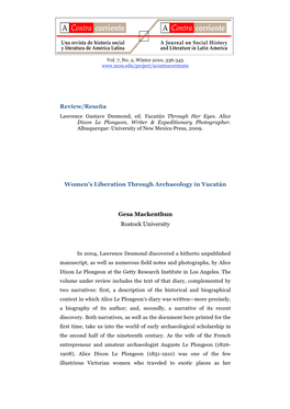 Review/Reseña Women's Liberation Through Archaeology in Yucatán