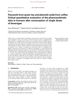 Flavanols from Green Tea and Phenolic Acids from Coffee