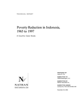 Poverty Reduction in Indonesia, 1965 to 1997