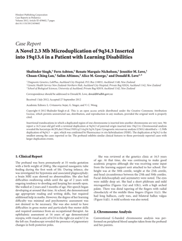 A Novel 2.3 Mb Microduplication of 9Q34. 3 Inserted Into 19Q13. 4 in A