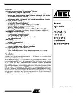 Sound Synthesis ATSAM9777 PCI Bus Single-Chip Multimedia