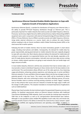 Synchronous Ethernet Technology Brief (Europe)