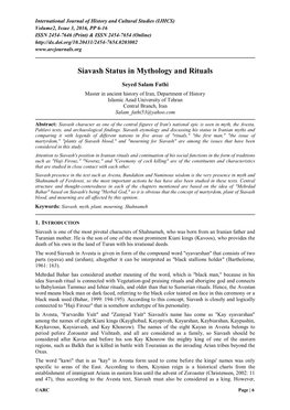 Siavash Status in Mythology and Rituals