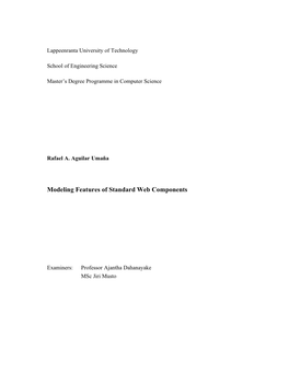 Modeling Features of Standard Web Components