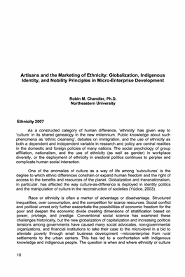 Artisans and the Marketing of Ethnicity: Globalization, Indigenous Identity, and Nobility Principles in Micro-Enterprise Development