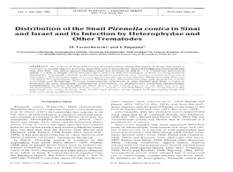 Distribution of the Snail Pirenella Conica in Sinai and Israel and Its Infection by Heterophydae and Other Trematodes