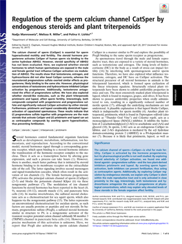 Regulation of the Sperm Calcium Channel Catsper by Endogenous Steroids and Plant Triterpenoids