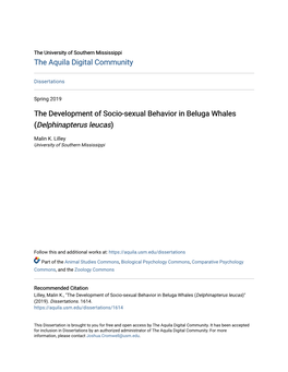 The Development of Socio-Sexual Behavior in Beluga Whales (Delphinapterus Leucas)