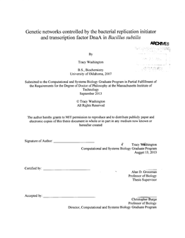 Genetic Networks Controlled by the Bacterial Replication Initiator and Transcription Factor Dnaa in Bacillus Subtilis