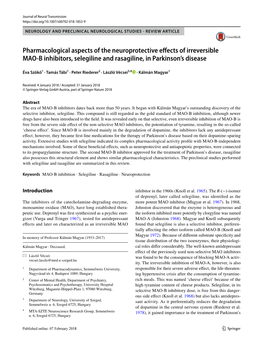 Pharmacological Aspects of the Neuroprotective Effects Of