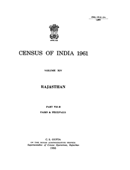 Fairs & Festivals, Part VII-B, Vol-XIV, Rajasthan