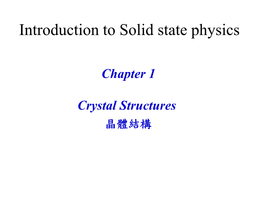 Introduction to Solid State Physics