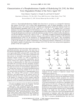 Characterization of a Phosphodiesterase Capable Of