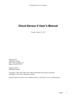 Cloud Sensor II User's Manual