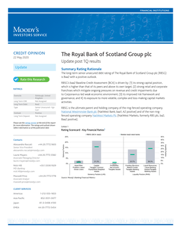 The Royal Bank of Scotland Group Plc 22 May 2020 Update Post 1Q Results