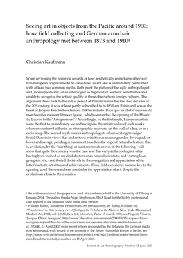 Seeing Art in Objects from the Pacific Around 1900: How Field Collecting and German Armchair Anthropology Met Between 1873 and 19101