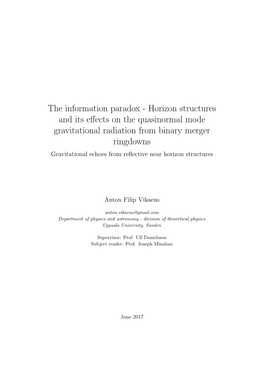 Horizon Structures and Its Effects on the Quasinormal