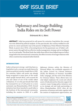 Diplomacy and Image-Building: India Rides on Its Soft Power