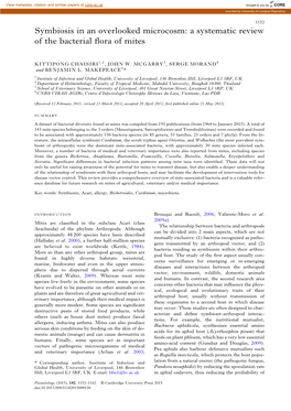 A Systematic Review of the Bacterial Flora of Mites