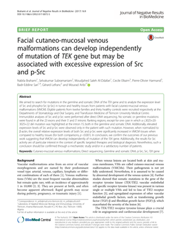 Facial Cutaneo-Mucosal Venous Malformations Can Develop