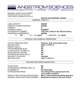 Material Safety Data Sheet Complies with 29 Cfr 1910.1200