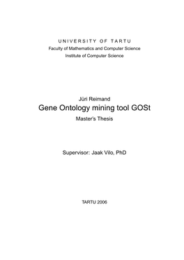 Gene Ontology Mining Tool Gost Master’S Thesis