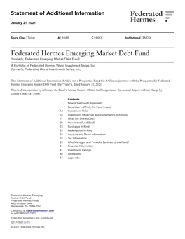 Emerging Market Debt Fund (Formerly, Federated Emerging Market Debt Fund)