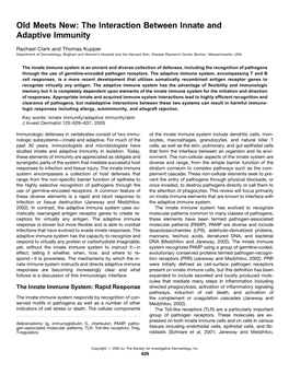 The Interaction Between Innate and Adaptive Immunity