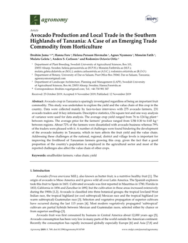 Avocado Production and Local Trade in the Southern Highlands of Tanzania: a Case of an Emerging Trade Commodity from Horticulture