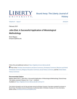 John Eliot: a Successful Application of Missiological Methodology