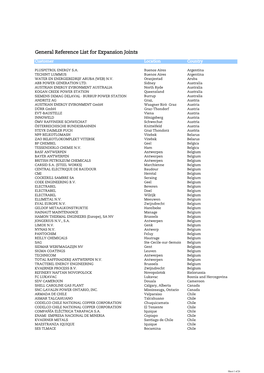 General Reference List for Expansion Joints