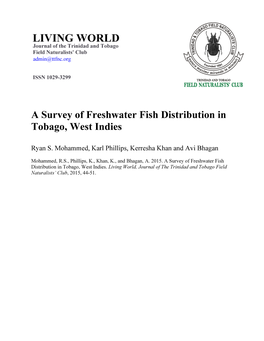 A Survey of Freshwater Fish Distribution in Tobago, West Indies