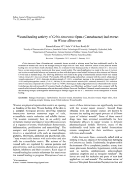 Wound Healing Activity of Celtis Timorensis Span. (Cannabaceae) Leaf Extract in Wistar Albino Rats