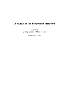 A Review of the Blockchain Literature